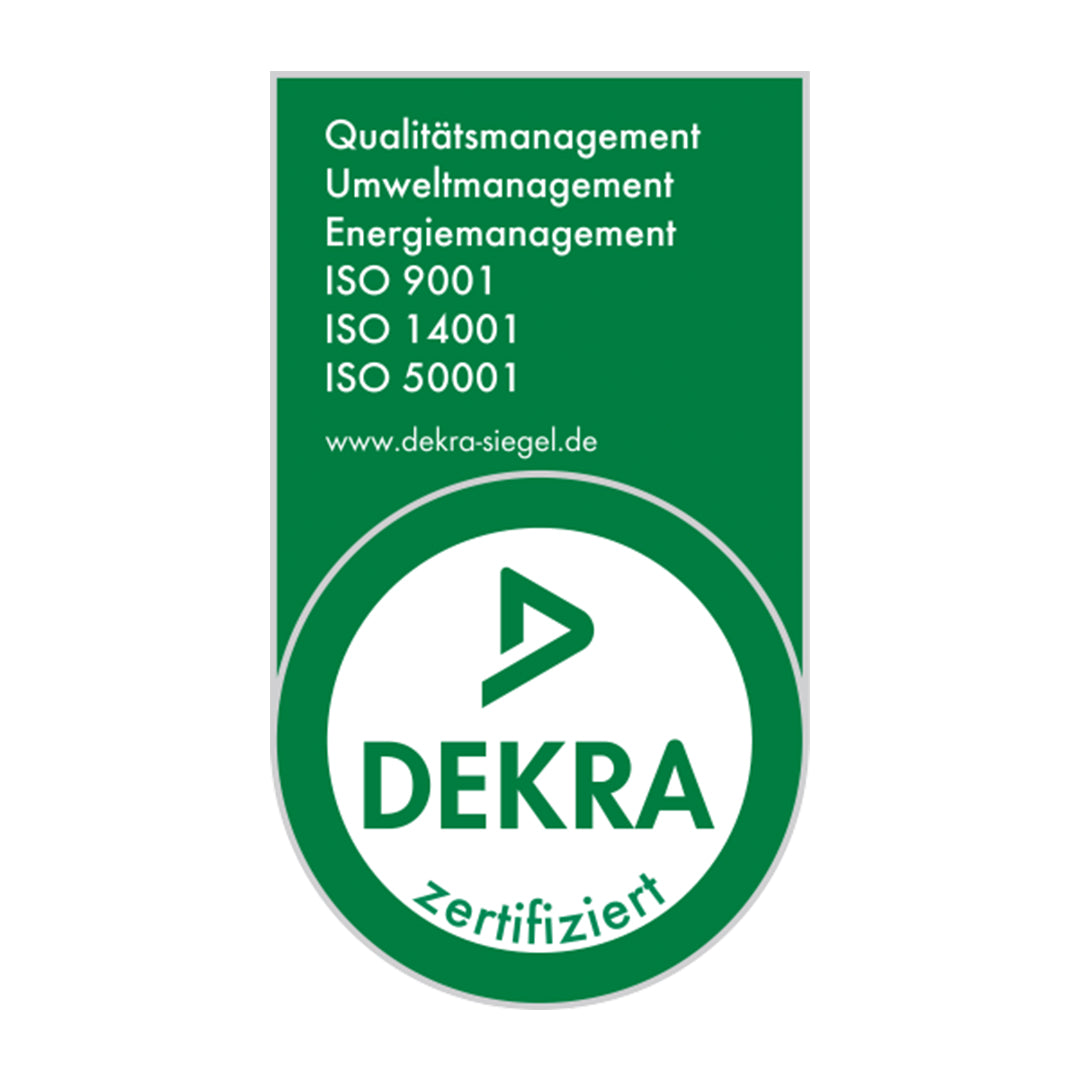 DEKRA Logo für ISO Prüfungen Qualität Umwelt und Energie