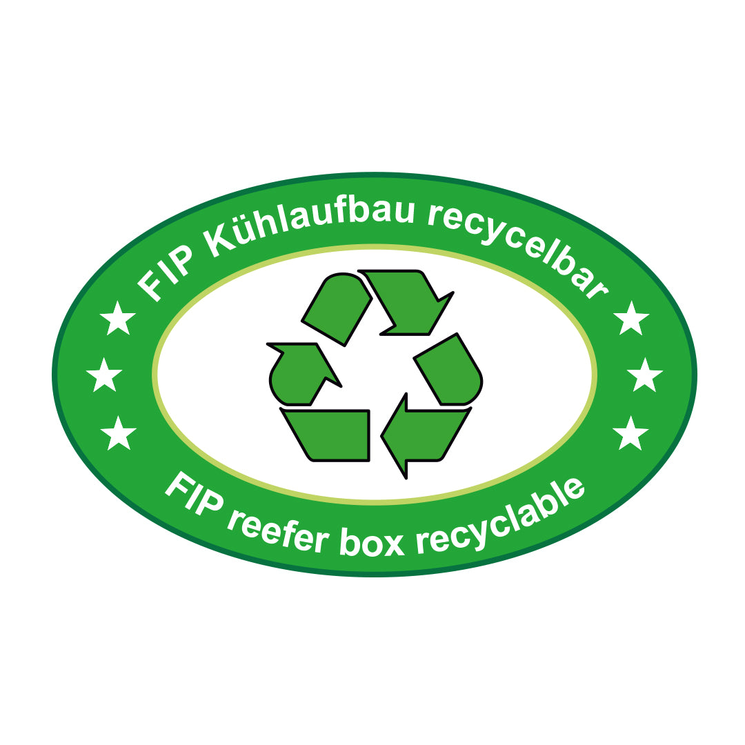 Logo für recycelbare Kühlaufbauten sowie recyclable reefer boxes